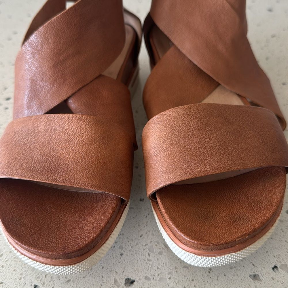 Eileen Fisher Sport Tumbled Leather Sneaker Sandal in Honey - Picture 8 of 15